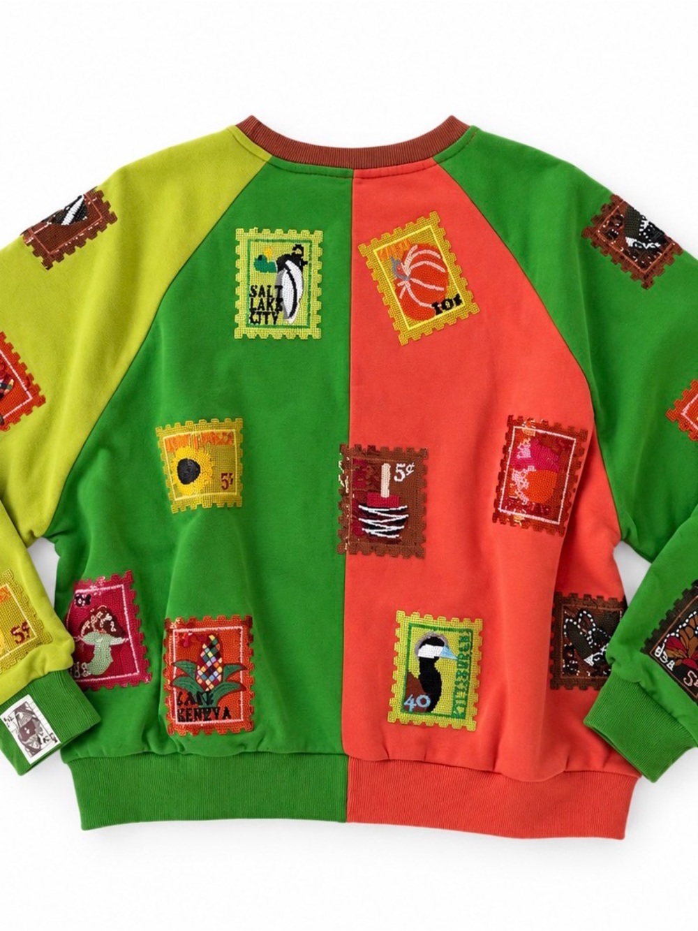 QOS Color Block Fall Stamp Sweatshirt - Picture 6 of 7